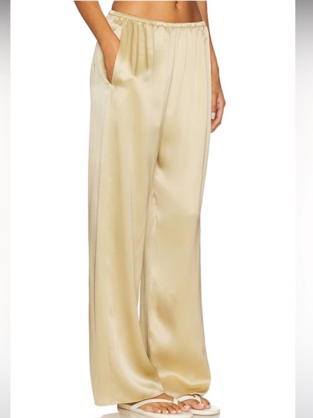 Enza Costa 100% Silk Satin Pantlet Gold NWOT Size Small - Picture 2 of 7